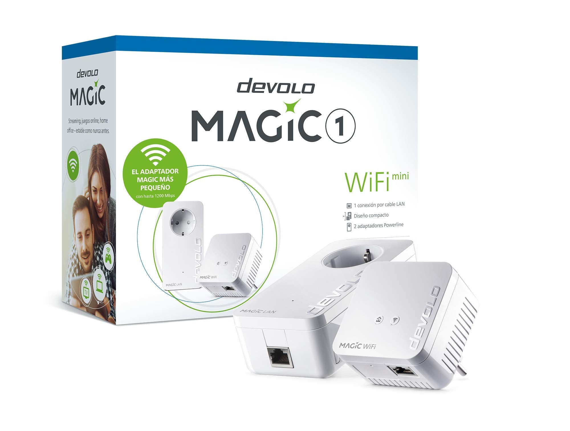 devolo Magic 1 - 1200 WiFi Mini-Starterkit, kompaktes Set, 2 Powerline-WiFi-Adapter für sicheres Heimnetzwerk (1200 Mbit/s, 1 x Fast Ethernet-LAN-Verbindung