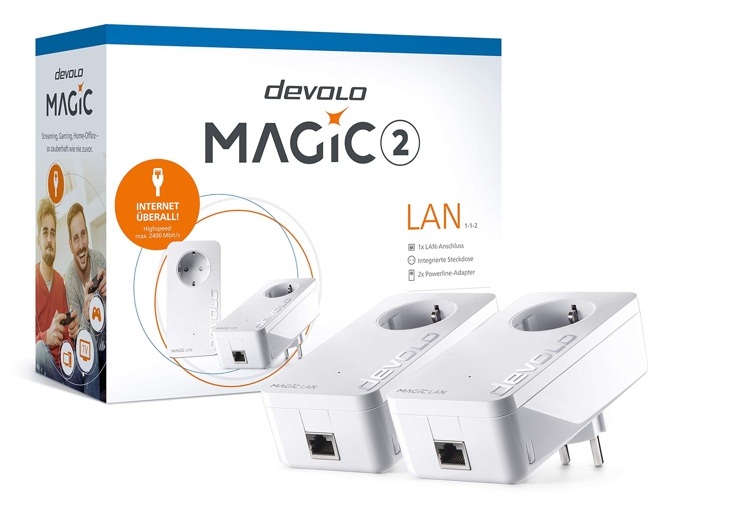 Devolo Magic 2 LAN: leistungsstarkes PowerLAN mit bis zu 2400 Mbit/s über dLAN, für Heimnetzwerke, LAN-Adapter