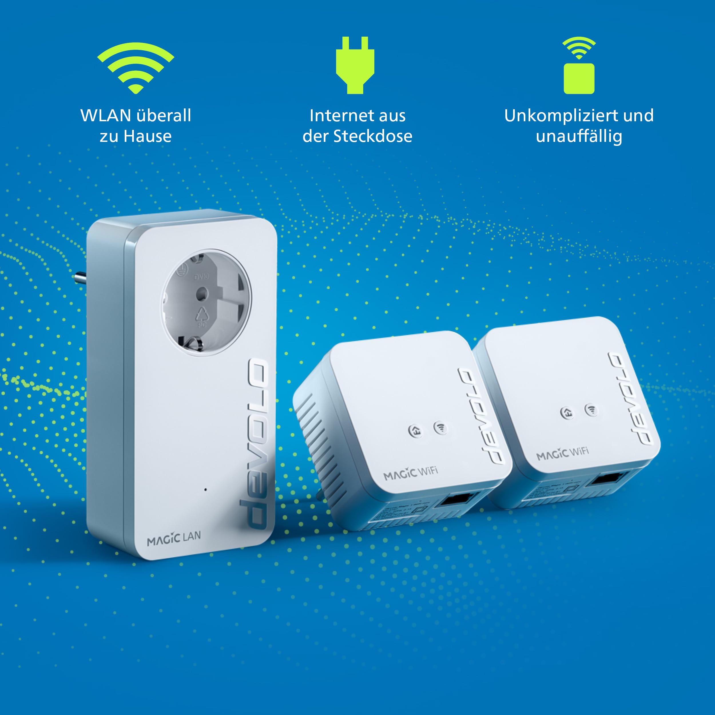devolo Magic 1 WiFi mini Multiroom Kit, WLAN Powerline Adapter, bis zu 1.200 Mbit/s, WLAN Verstärker, 1x LAN Anschluss