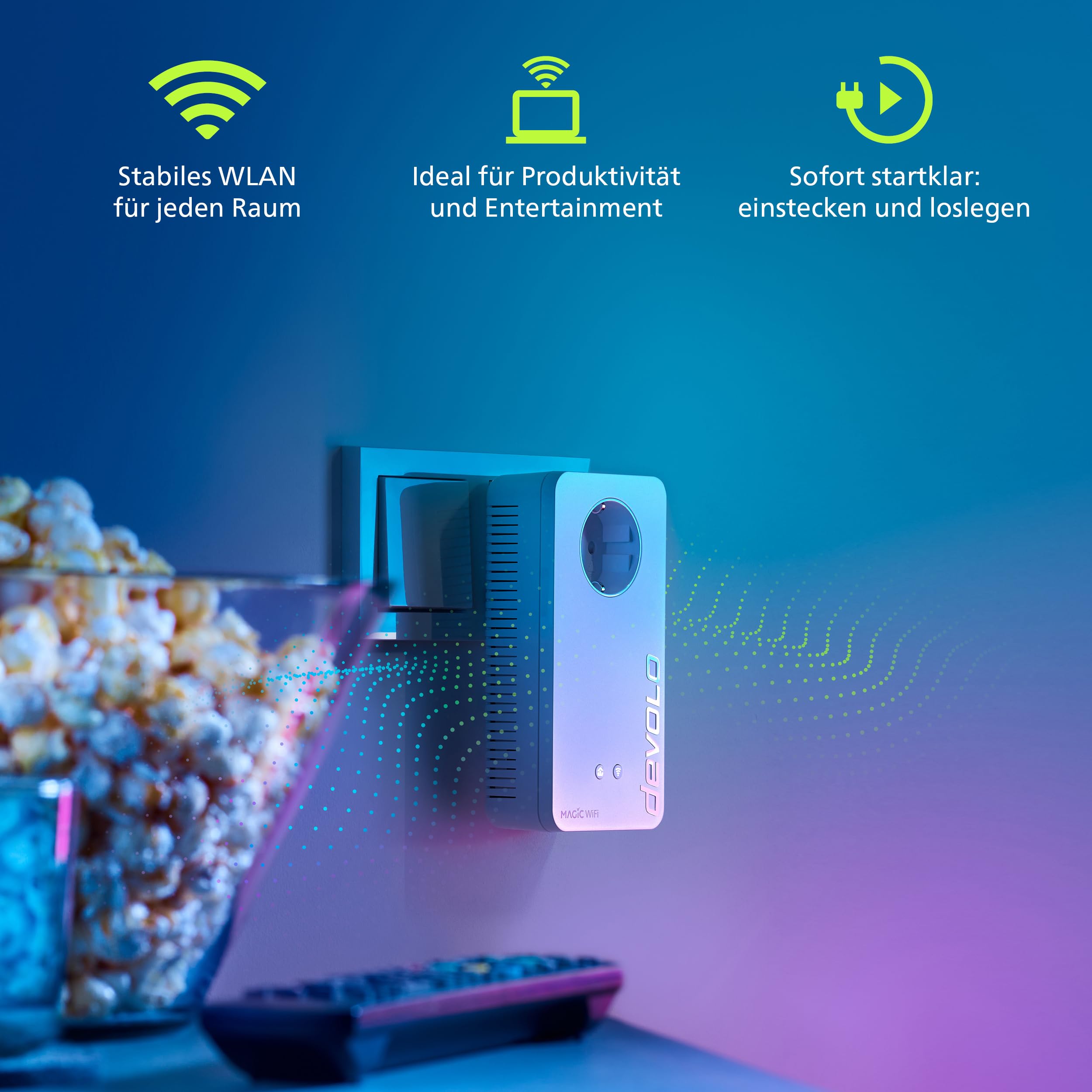 devolo Magic 2 WiFi 6 Next Starter Kit, WLAN Powerline Adapter, bis zu 3.000 Mbit/s über Wi-Fi 6, Mesh WLAN Steckdose, 2X Gigabit LAN, weiß
