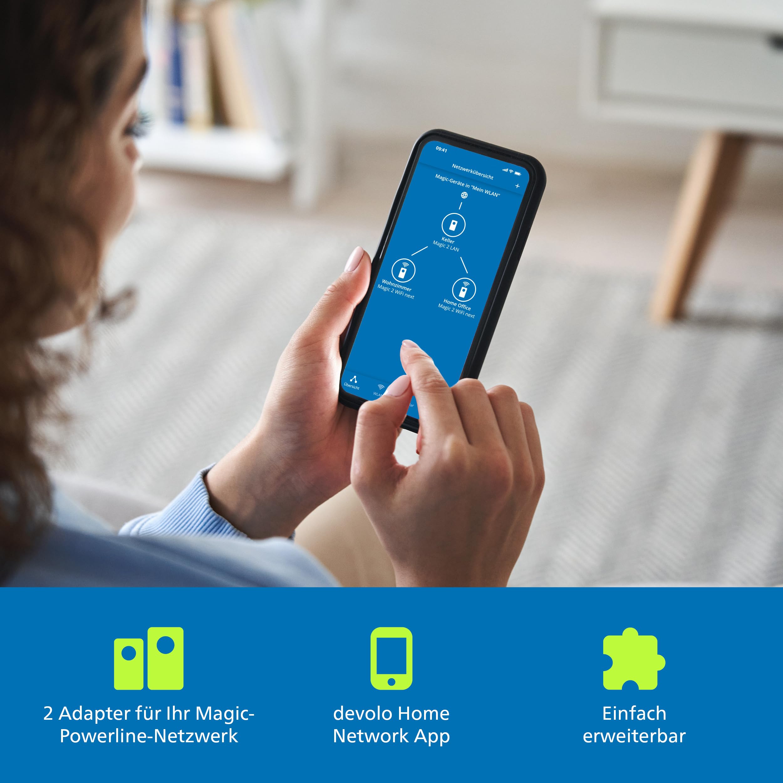 devolo Magic 2 WiFi 6 Next Starter Kit, WLAN Powerline Adapter, bis zu 3.000 Mbit/s über Wi-Fi 6, Mesh WLAN Steckdose, 2X Gigabit LAN, weiß
