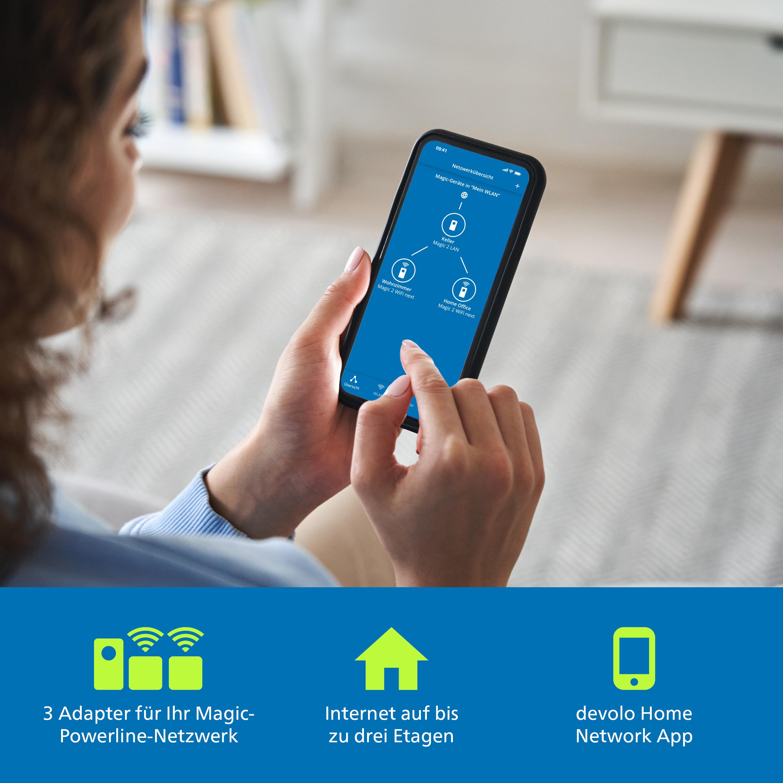 devolo Magic 1 WiFi mini Multiroom Kit, WLAN Powerline Adapter, bis zu 1.200 Mbit/s, WLAN Verstärker, 1x LAN Anschluss